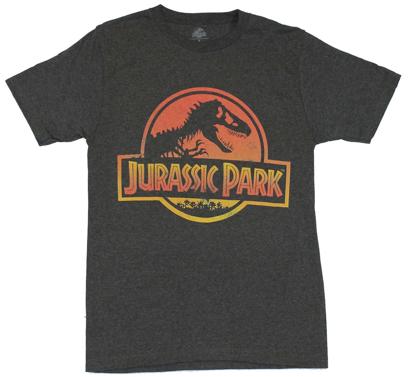 Jurassic Park Mens T-Shirt - Orange Over Yellow Blend Logo Image