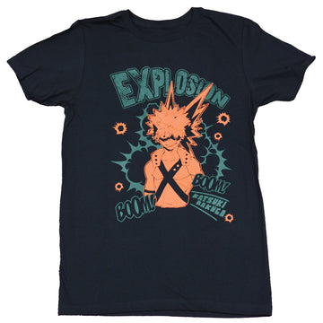 My Hero Academia Mens T-Shirt - Bakugo Explosion Boom Boom Orange Print