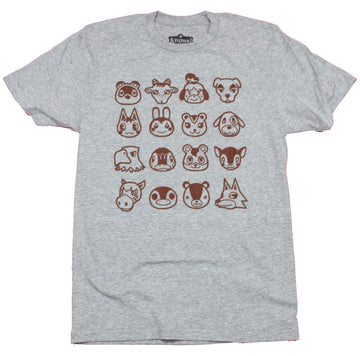 Animal Crossing Mens T-Shirt  - 16 Simple Character Head Images