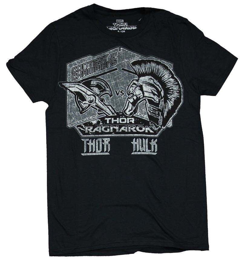 Thor Ragnarok Mens T-Shirt -  Dirtressed Poster Print Thor Vs Hulk