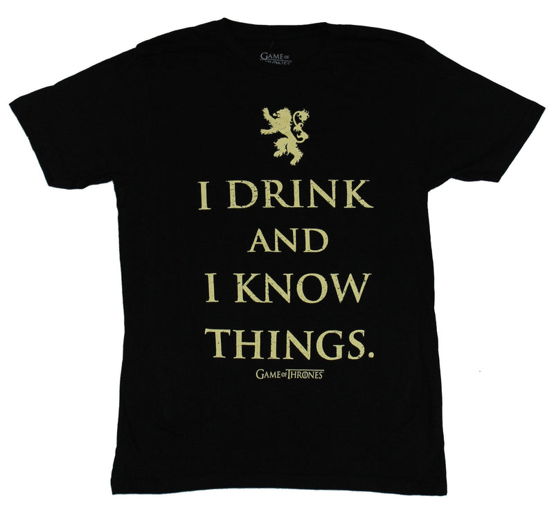 Game of Thrones Mens T-Shirt - I Drink And I Know Things Lannister Crest