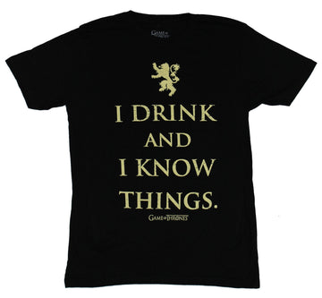 Game of Thrones Mens T-Shirt - I Drink And I Know Things Lannister Crest