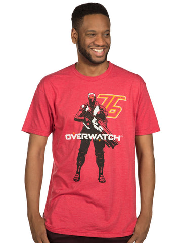 Overwatch Mens T-Shirt - Soldier 76 Vigilante With Logo Image
