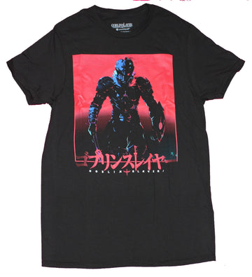 Goblin Slayer Mens T-Shirt - Approaching Knight Red Blue Box Over Kanji
