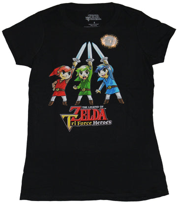 Legend of Zelda Girls Juniors  T-Shirt - Tri-Force Heroes Triple Link Cheer