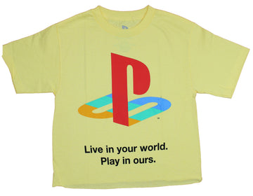Playstation Girls Juniors Half T-Shirt - Live in Your World Play in Ours Logo