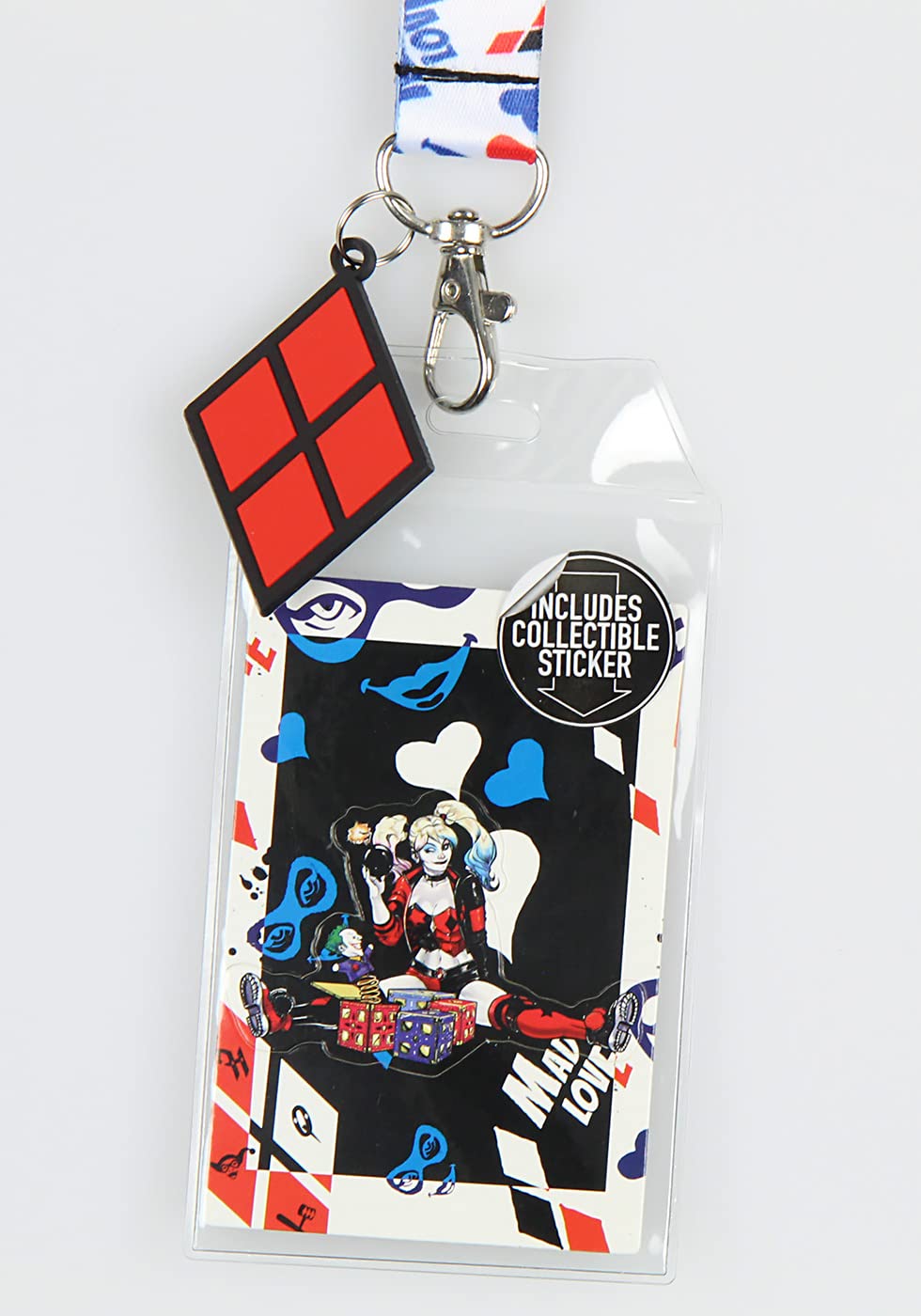 DC Comics Harley Quinn Mad Love Lanyard ID Badge Holder with Collectible Sticker