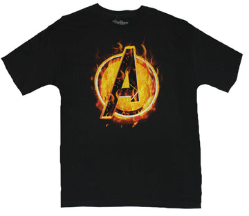 The Avengers (Marvel Comics) Mens T-Shirt - Fiery Flat A Logo Image