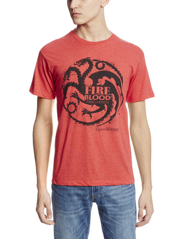 Game of Thrones Mens T-Shirt - Targaryen House of Blood & fire Dragon Image