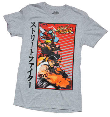 Street Fighter Mens T-Shirt - Ken Ryu Chun Li Action Box Image