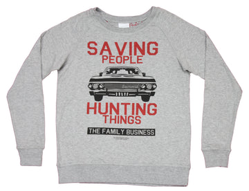 Supernatural Girls Juniors Sweatshirt - Saving People Hunting Things Reversible