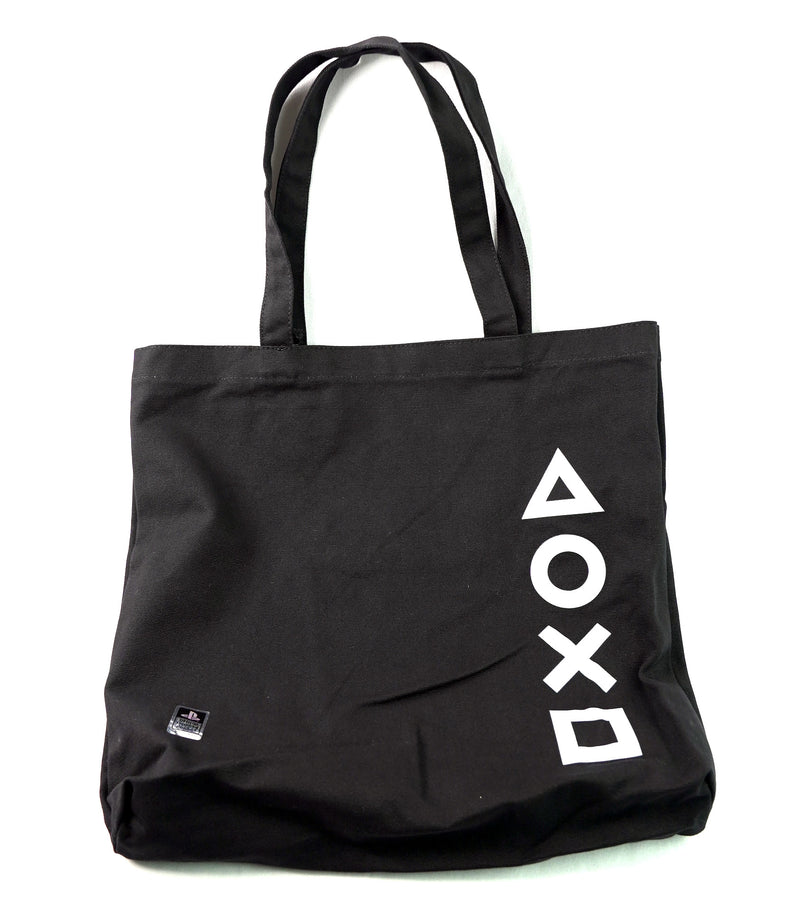 Minimalist Playstation Buttons Black Reusable Canvas Tote Bag