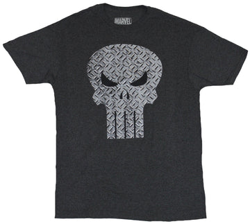 The Punisher (Marvel Comics) Mens T-Shirt - Classic Logo Treadplate Design Skull