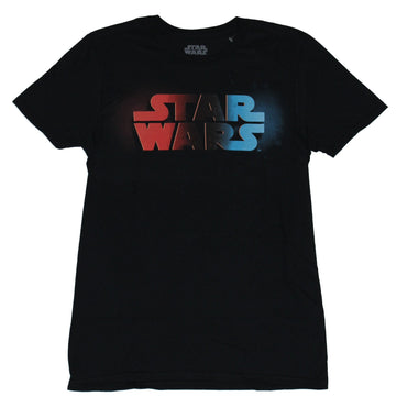 Star Wars Mens T-Shirt - Red and Blue Styled Classic Word Logo Image