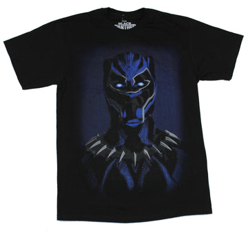 Black Panther Mens T-Shirt - Staring Face Forward Drawing Image