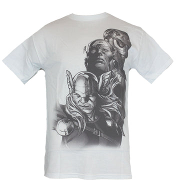Marvel Comics Mens T-Shirt - Thor Hulk & Captain America Newsprint Headshots