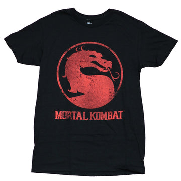 Mortal Kombat Mens T-Shirt - Distressed Red Logo Over Name
