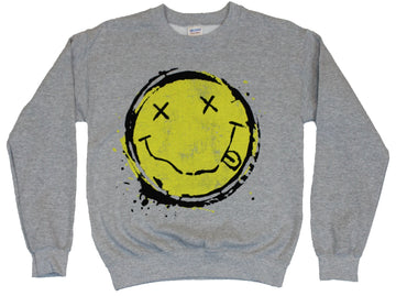 Nirvana Crewneck Sweatshirt - Classic Distressed Splattered X Eyed Smiley Image