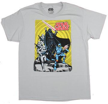 Star Wars Mens T-Shirt - Darth Vader Comic Style With Other Villains