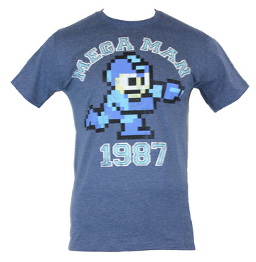 Megaman Mega Man Capcom Mens T-Shirt - 8-Bit Pixelated Shooting 1987  Megaman