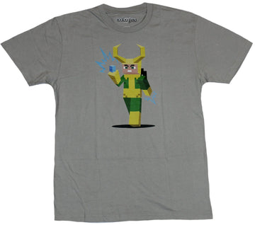 Thor (Marvel Comics) Mens T-Shirt - Pixel Block Style Power Cube Loki Image