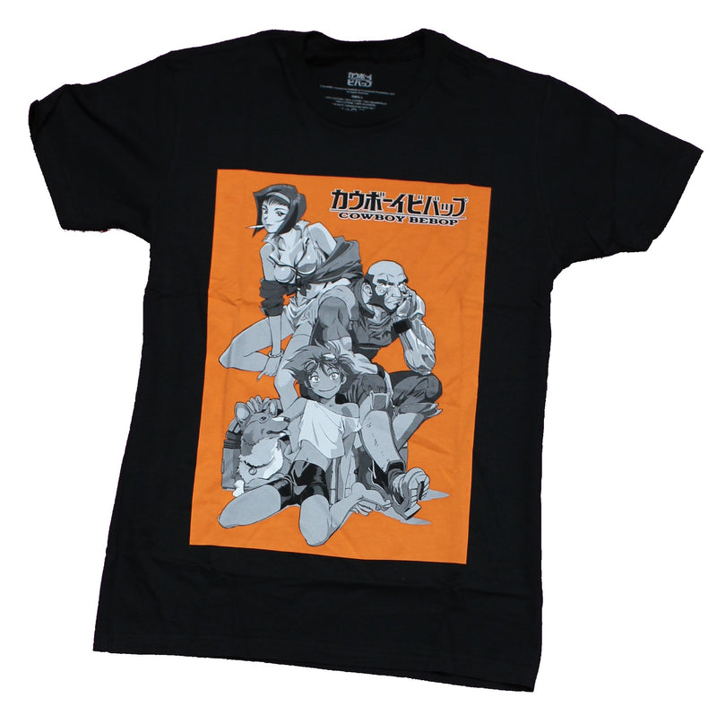 Cowboy Bebop Mens T-Shirt - Spike Group Pic Orange Box