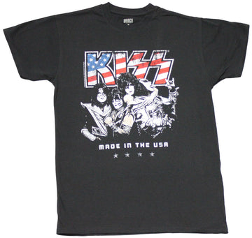 Kiss MEns T-Shirt - Band Patriotic Logo "Made in the USA"