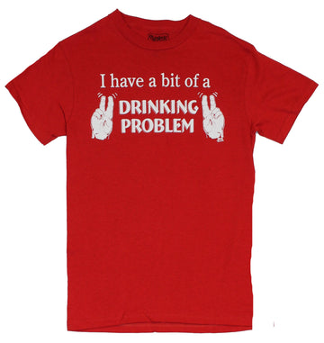 Crude Attitude Mens T-Shirt - "I Have a Bit of Drinking Problem" Air Quotes Logo