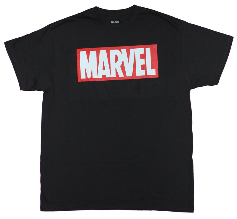 Marvel Comics Mens T-Shirt - Classic Red & White Boxed Logo Image - Inmyparentsbasement.com