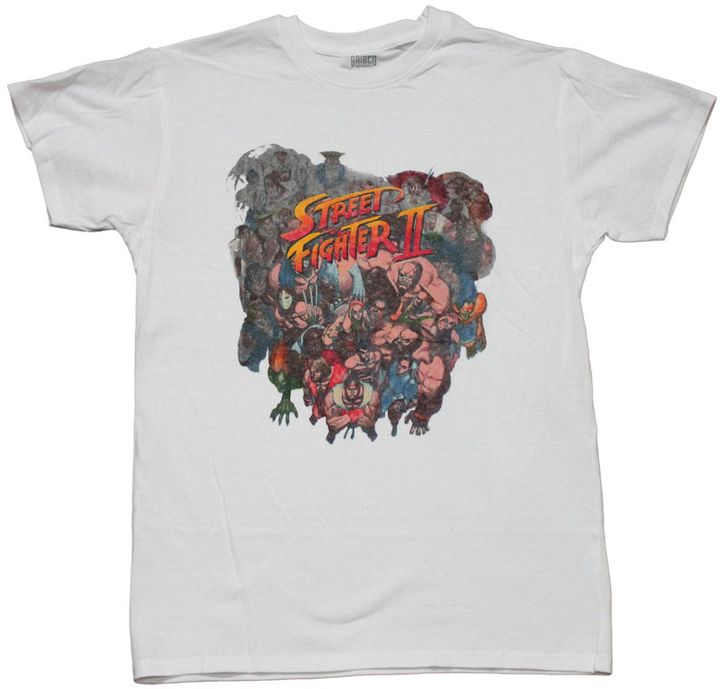 Street Fighter II Mens T-Shirt - Darkened Cast Logo Centered