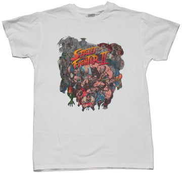 Street Fighter II Mens T-Shirt - Darkened Cast Logo Centered