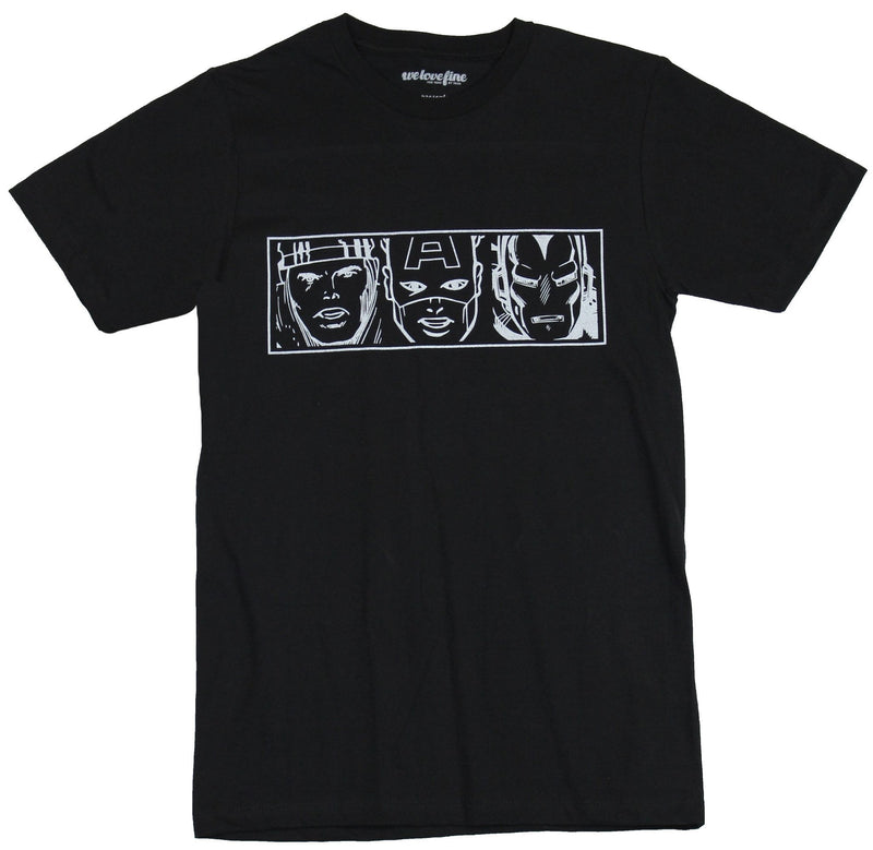 Avengers (Marvel Comics) Mens T-Shirt - White lined Thor Iron Man Captain Box