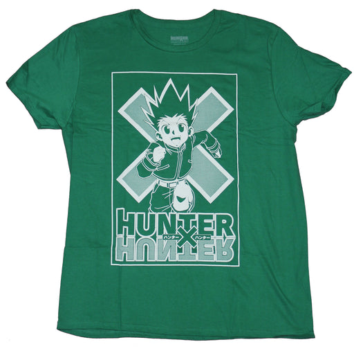 Hunter X Hunter Mens  T-Shirt- Gon Rushing Forward Over Logo - Inmyparentsbasement.com