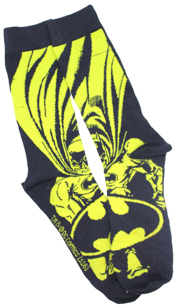 Batman Over Logo Black And Yellow Mens Crew Socks