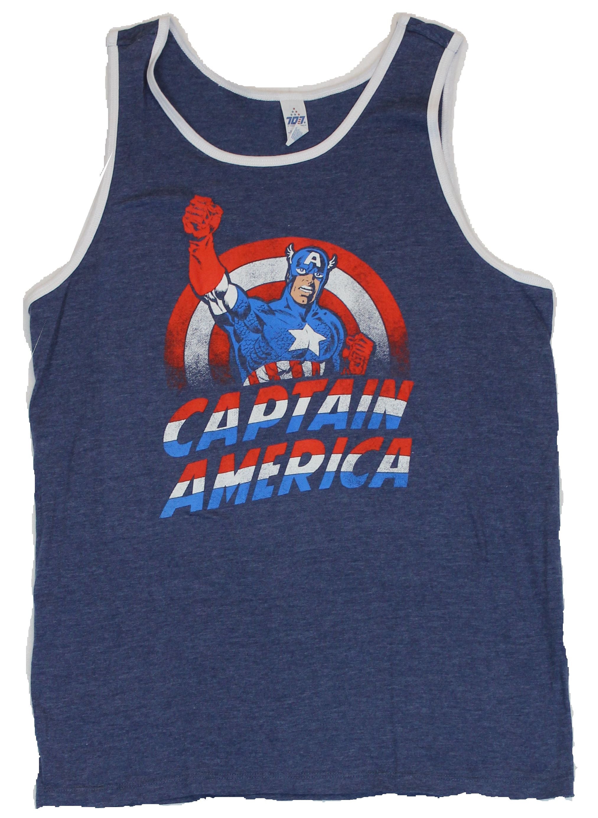 Captain America (Marvel Comics)  Mens T-Shirt  - Distressed Fist Up Logo