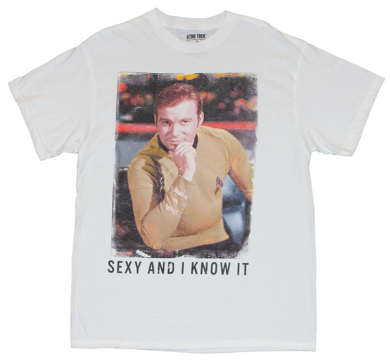 Star Trek Mens T-Shirt - "Sexy and I Know It" Captain Kirk Distressed Photo Pic - Inmyparentsbasement.com