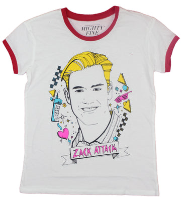 Saved By The Bell  Girls Juniors  T-Shirt - Zack Attack Drawing Portrait Image