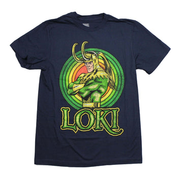 Loki Mens T-Shir t- - Classic Distressed Image In Front of Green Bullseye