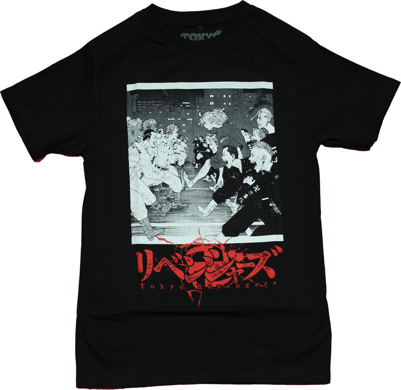 Tokyo Revengers Mens T-Shirt - Massive Battle Showdown Image - Inmyparentsbasement.com