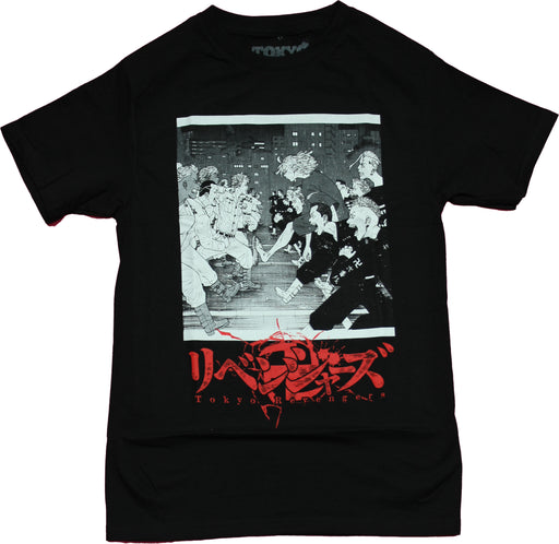 Tokyo Revengers Mens T-Shirt - Massive Battle Showdown Image - Inmyparentsbasement.com