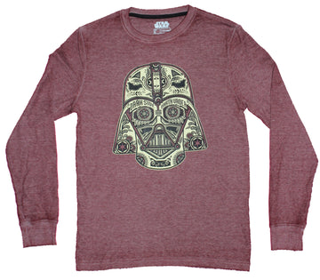 Star Wars Mens Thermal Shirt - Sugar Skull Styled Darth Vader Mask Image