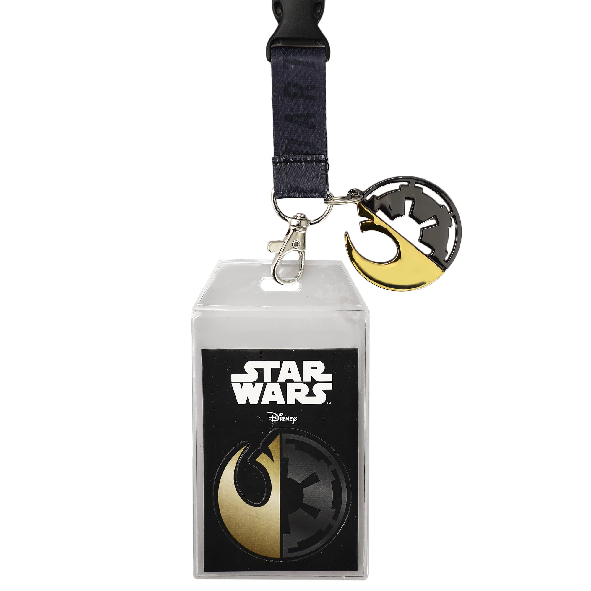 Obiwan Black and Ivory Lanyard with Clear Sleeve