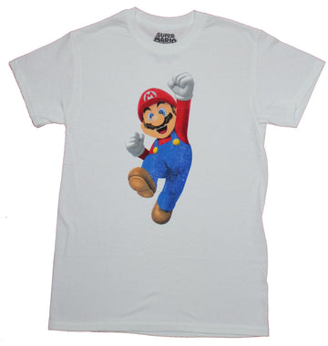 Super Mario Brothers Mens T-Shirt - 3D Jumping Mario Image