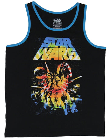 Star Wars Mens Tank Top - Rainbow Colored New Hope Movie Poster Image