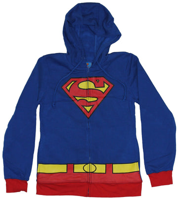 Supergirl (DC Comics) Girls Juniors Hoodie Sweatshirt - Costume Front With Belt