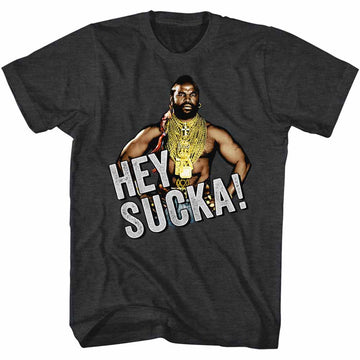 Mr. T Mens S/S T-Shirt - Hey Sucka - Heather Black Heather