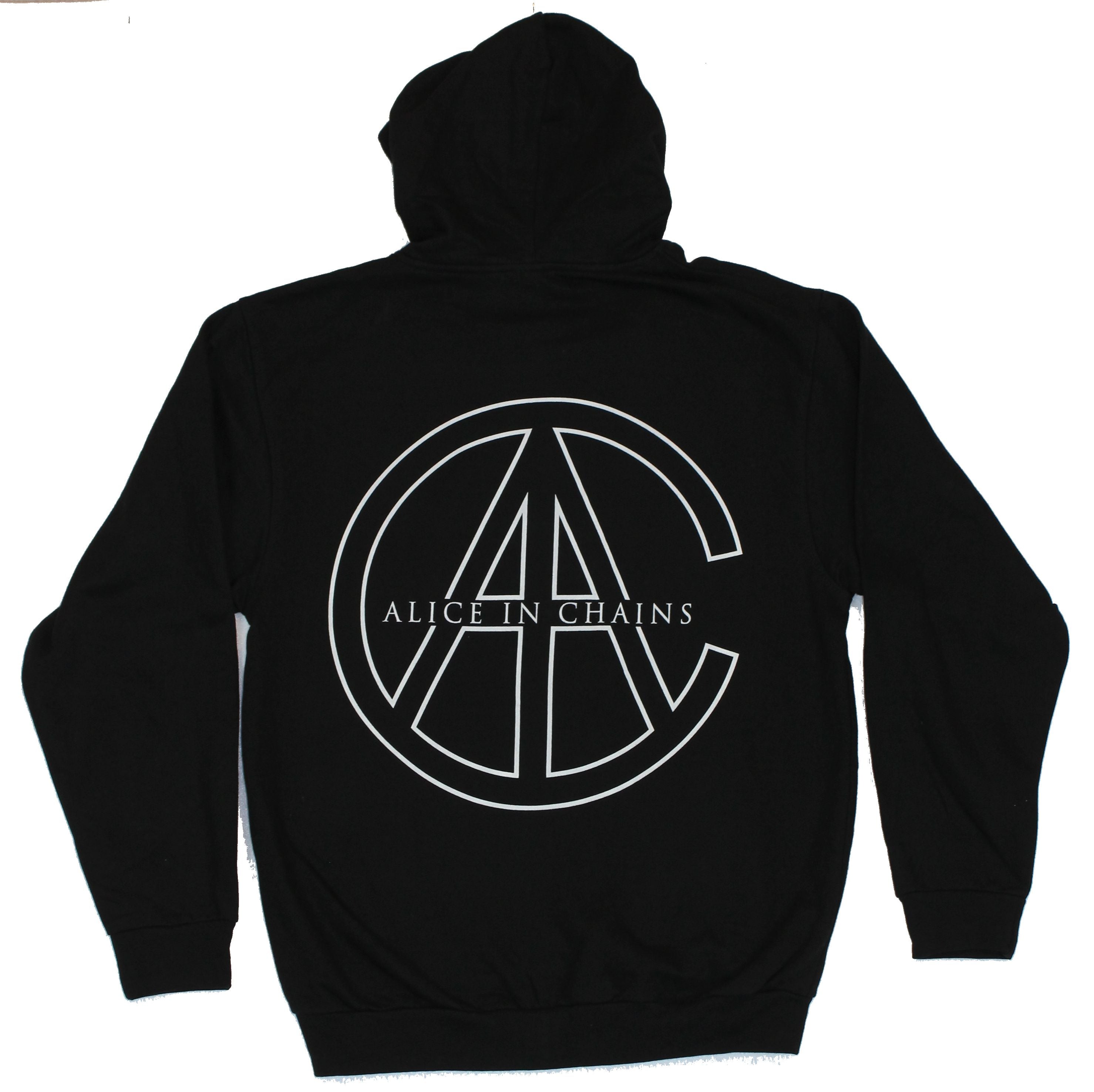Alice in Chains Mens Zip Up Hoodie - Classic AC Circle Logo Front and Back