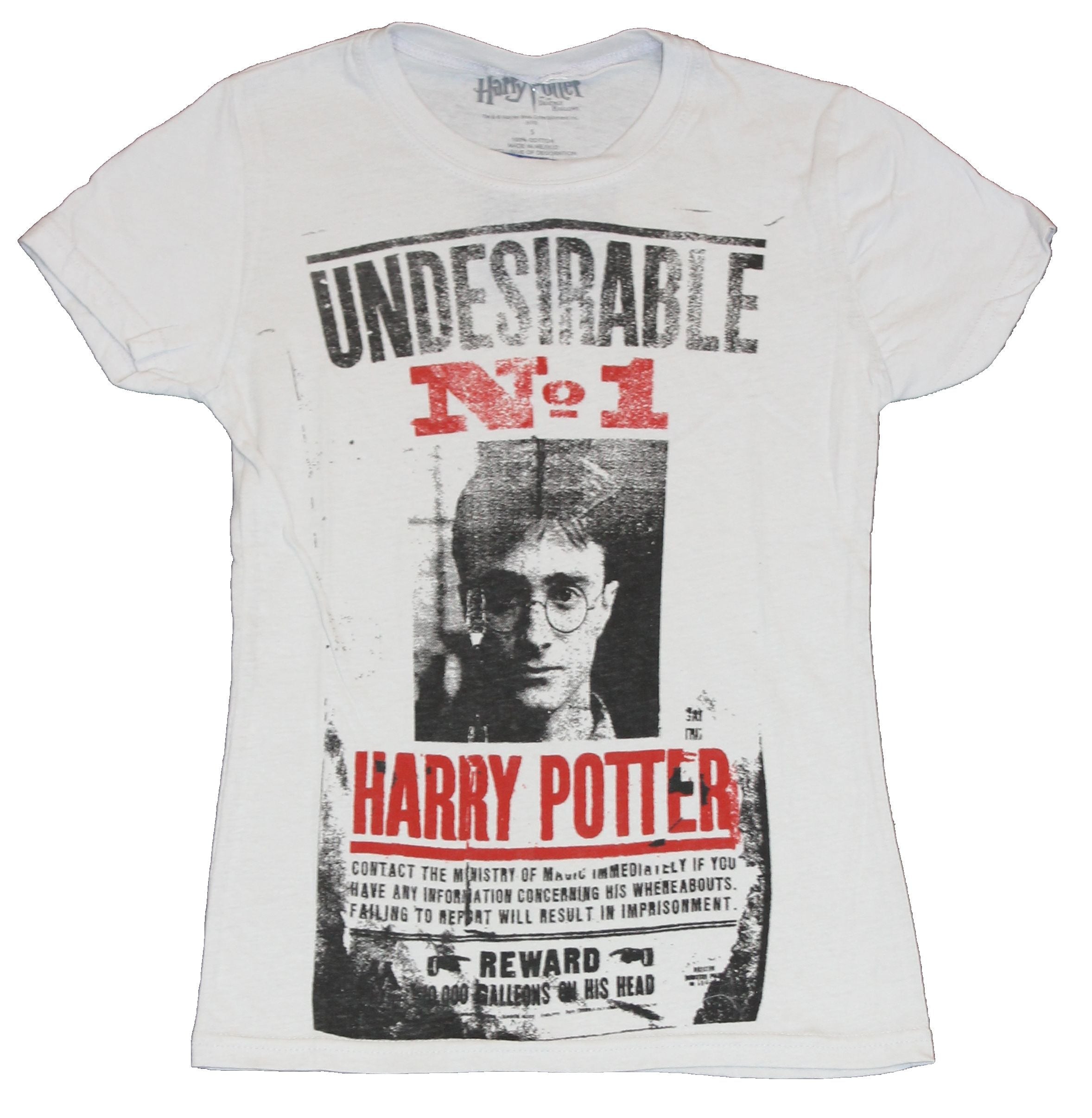 Harry Potter Girls Juniors T-Shirt - Distressed Undesirable No. 1 Handbill Image