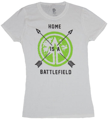 Green Arrow Girls Juniors T-Shirt - Home is a Battlefield Crossed Arrow Logo