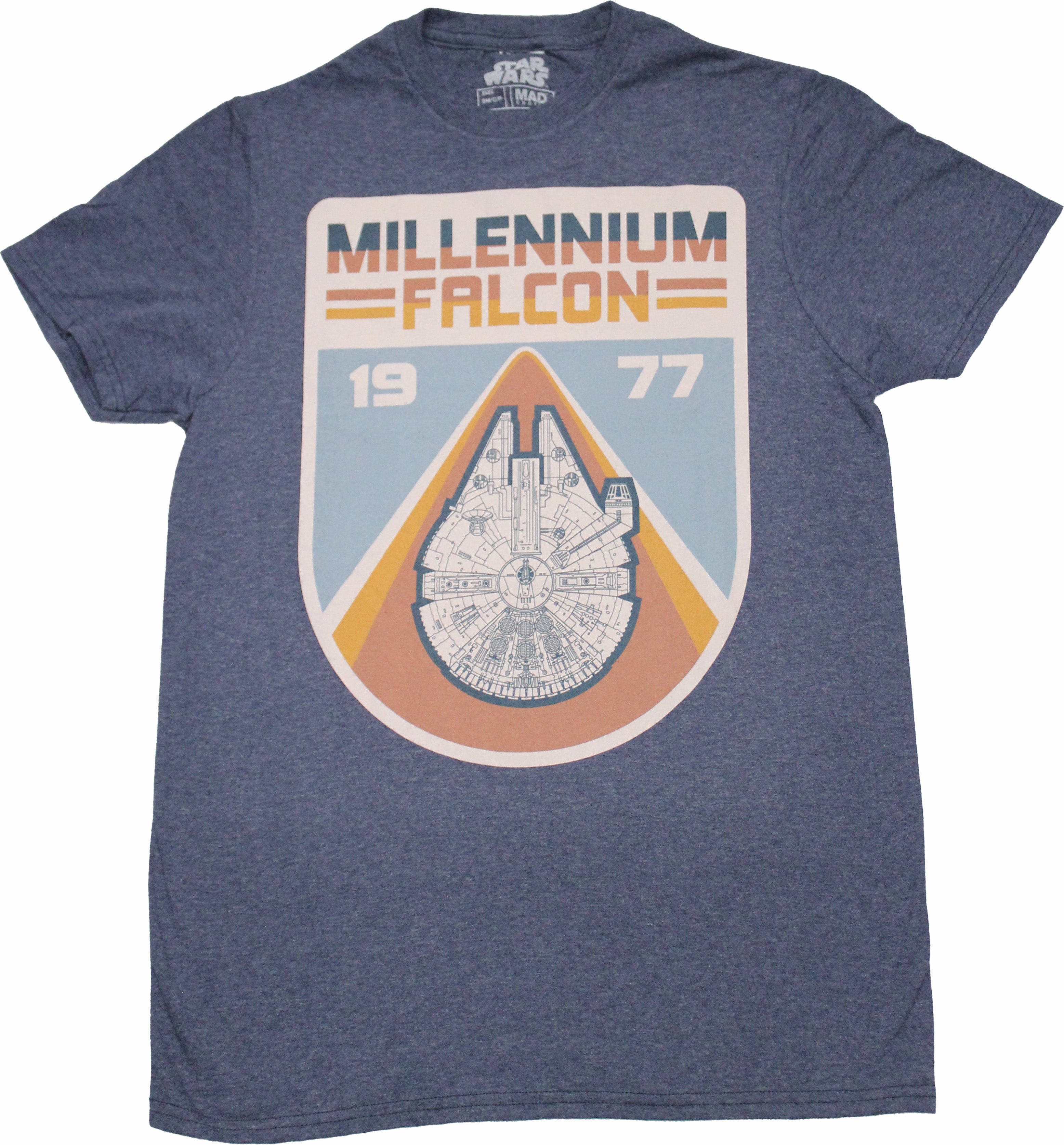 Star Wars Mens T-Shirt - 1977 Millennium Falcon Patch Style